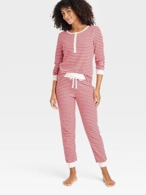 Auden Red & White Striped Long Sleeve Pajama Set